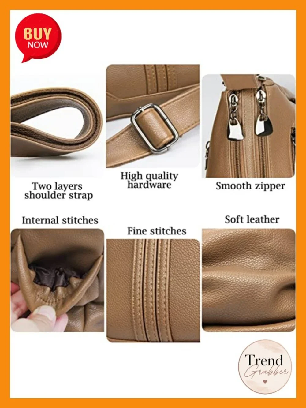 Women PU Leather Shoulder Handbag Multi Pocket Crossbody Tote Satchel